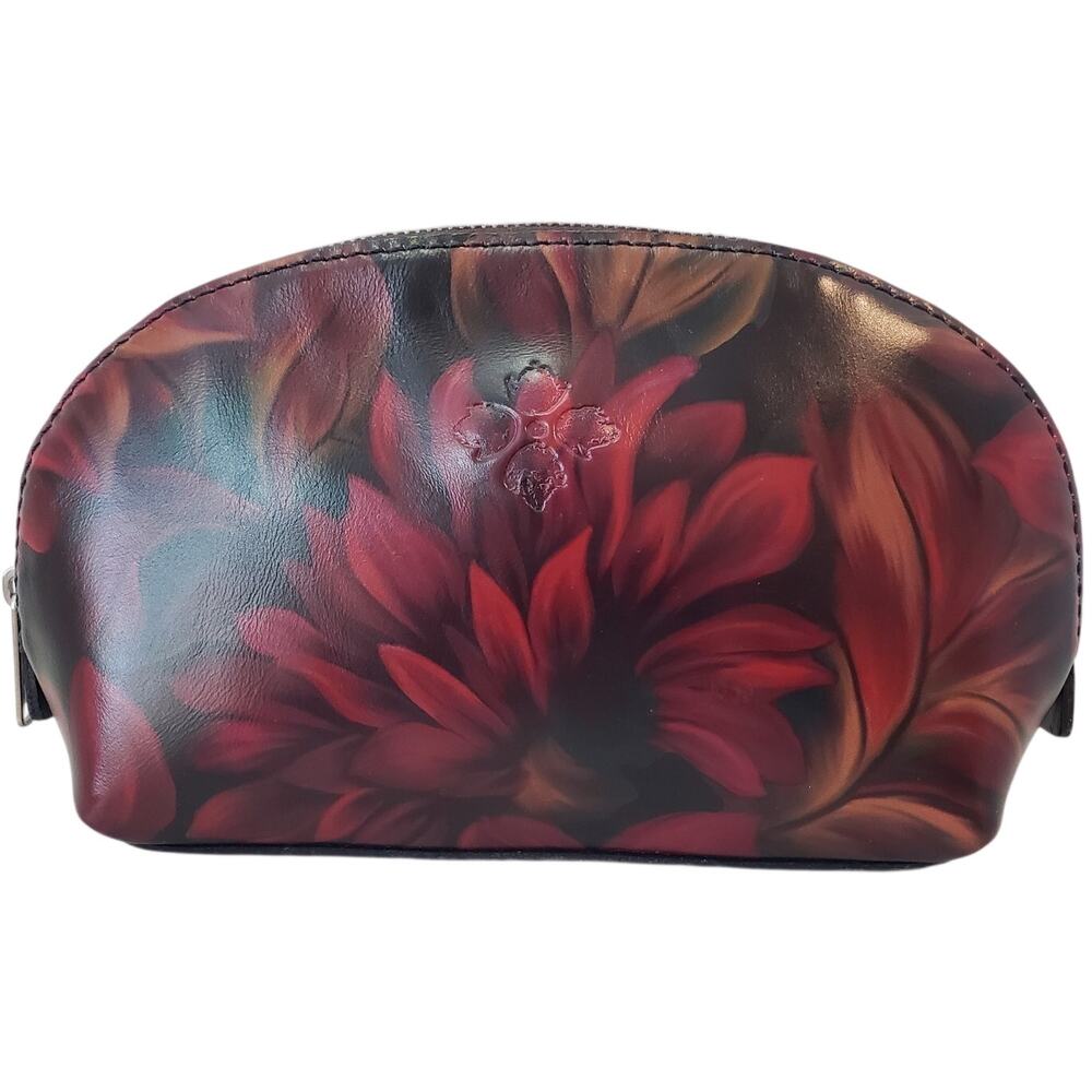 NIOB Patricia Nash Leather Capriana Cosmetic Bag Rustic Mums Pattern